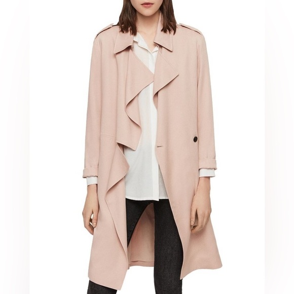 All Saints Bexley Mac Trench Coat Pink Small S - Picture 1 of 8